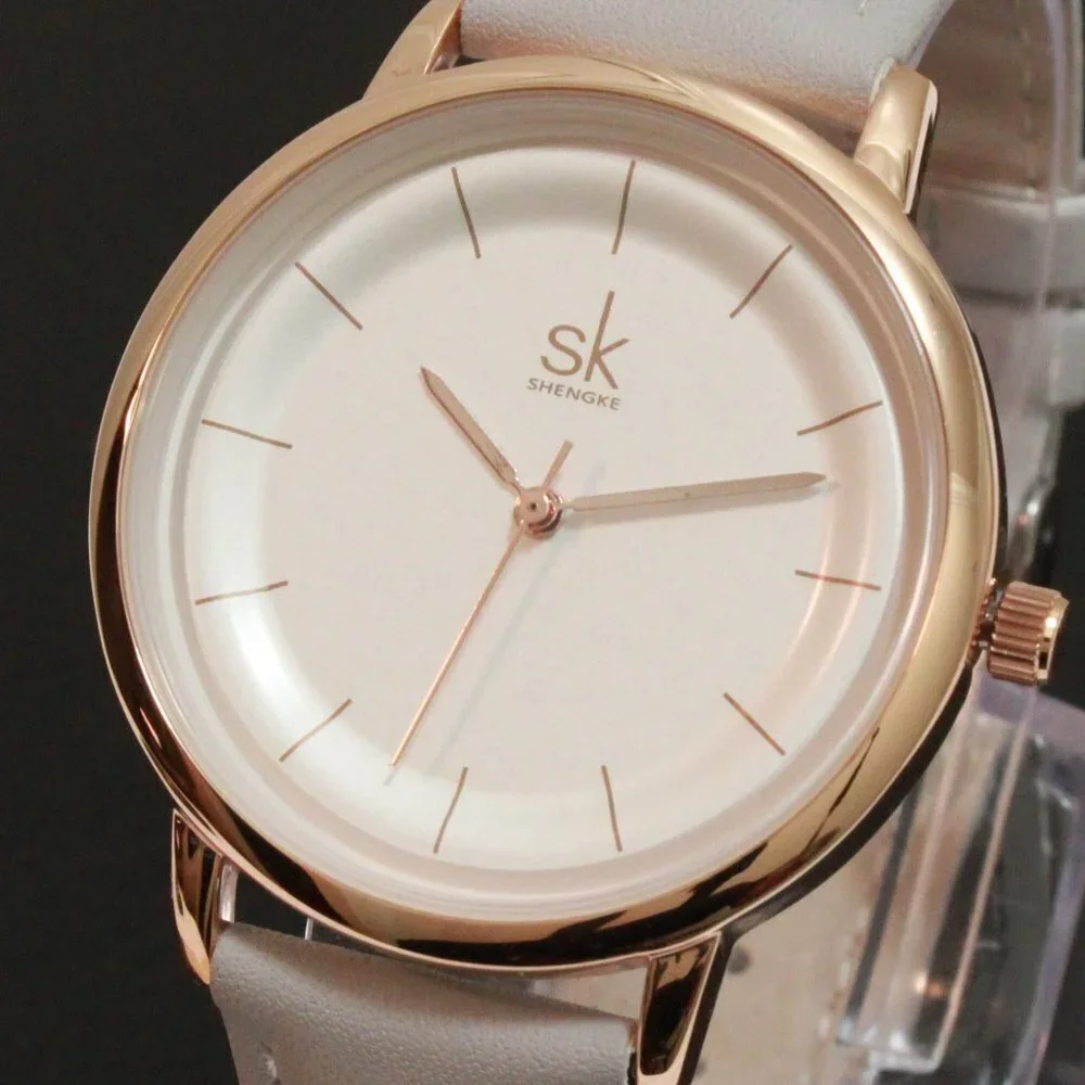 Ladies Dress Quartz Watch White Dial Grey Strap 38mm